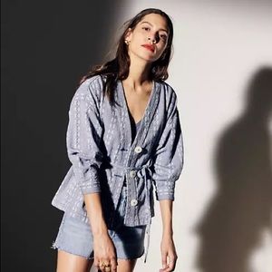 Madewell Floral Jacquard Tie-Waist Jacket Sz M